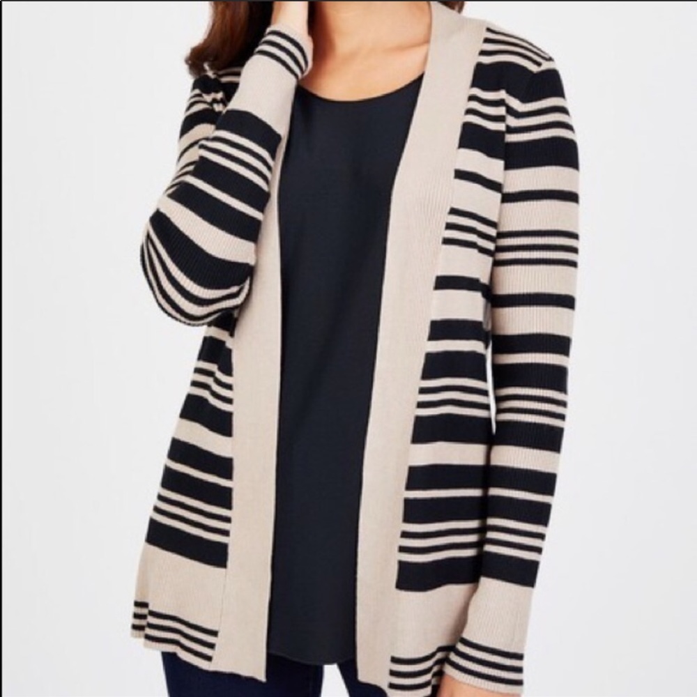 BLK LT || NEW Open Striped Cardigan Sweater